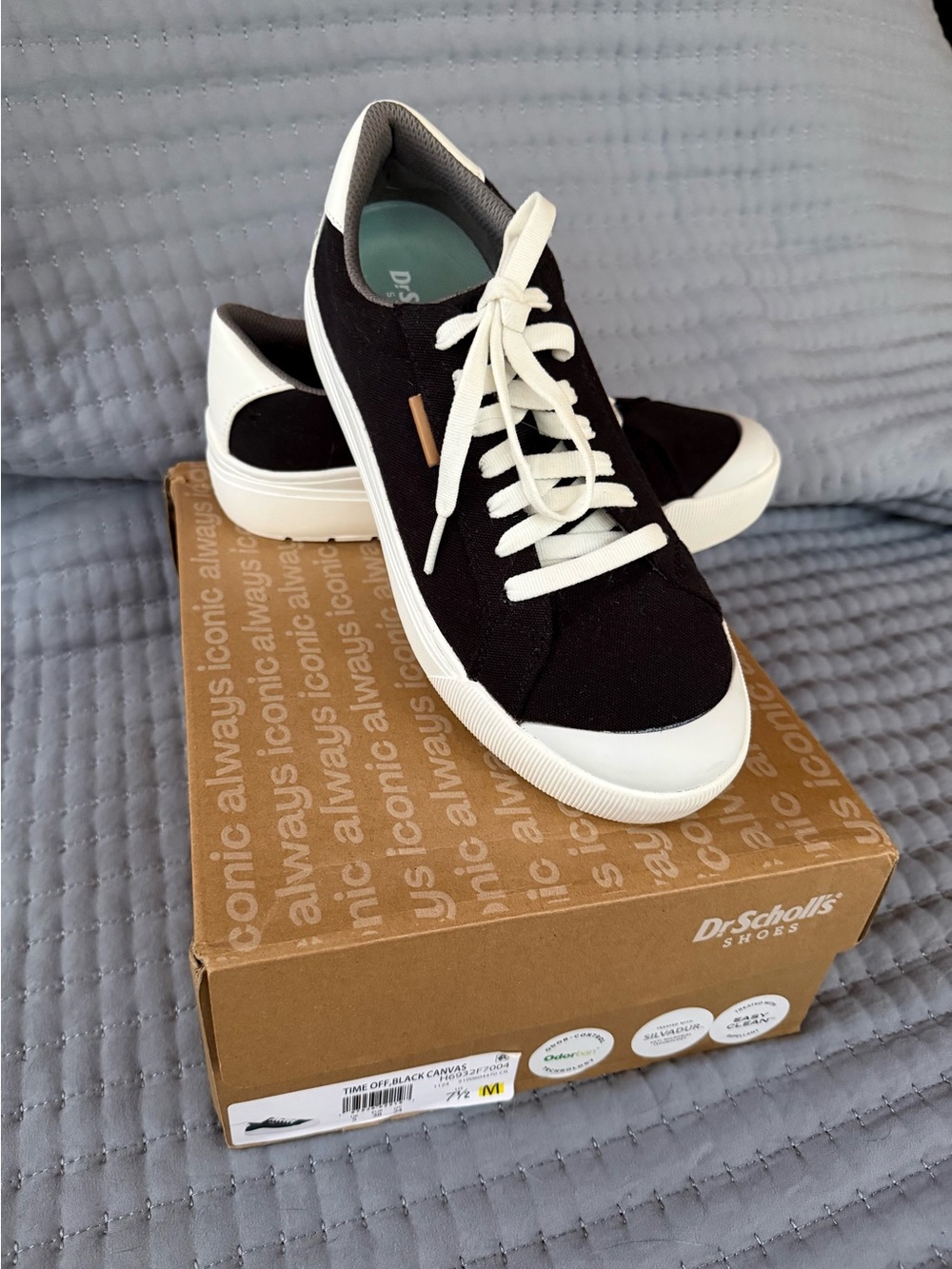 Dr. Scholl's Time Off Black and White Women's Canvas Sneakers